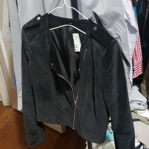H & m cropped velvet moto jkt